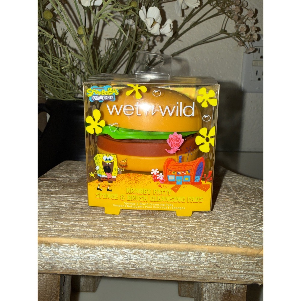 WetnWild SpongeBob SquarePants Krabby Patty Makeup Brush Cleansing Pads OPEN BOX